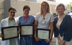 Pictured from left are undergraduate nursing students Gabrielle Pappas, Sarah Steele, Jennifer Bognar and Dr. Leslie Folds, associate professor of nursing.