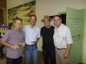 L to R: Julio Cezar Parreira Durte (Caceres secretary for tourism,) Dr. Domingos Savio Da Cunha Garcia & Acir Montecchi (UNEMAT professors of history) and Dr. Eric Hobson (Belmont University College of Pharmacy professor)