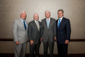 (L to R: Belmont President Dr. Bob Fisher, McWhorter Society Chairman, Inductee Clayton McWhorter and William Carpenter, Former Nashville Health Care Council Chairman)