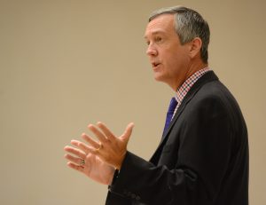 Tennessee Secretary of State Tre Hargett speaks in the Beaman Student Life center at Belmont University in Nashville, Tenn. September 7, 2016