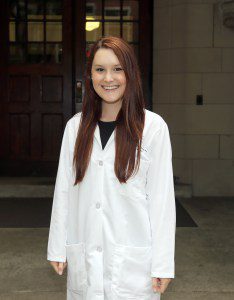 Mary Barber wearing lab coat