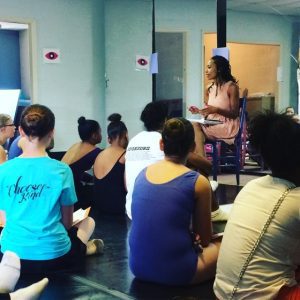 Shack speaking to ballet students