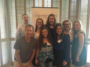 Murray and Holko with other scholarship winners and members of the Copyright Society of the South scholarship committee 