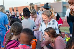 Belmont students celebrate Halloween with local, neighborhood children. 