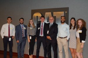 The five competing students, Dr. Raines and two 2016 Belmont business alumni who now work for Caterpillar Financial