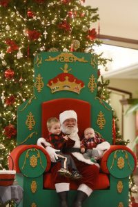 Children pose with Santa