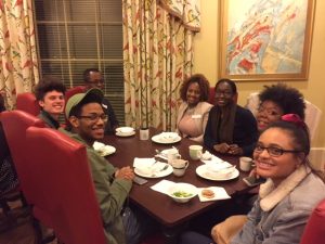 Belmont and Fisk Honors students sitting at the dinner table