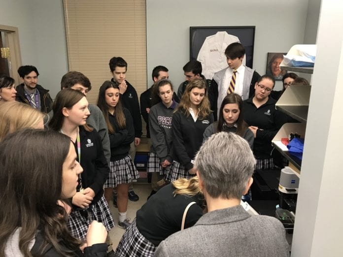 Libscomb Academy students touring Belmont's pharmacy lab