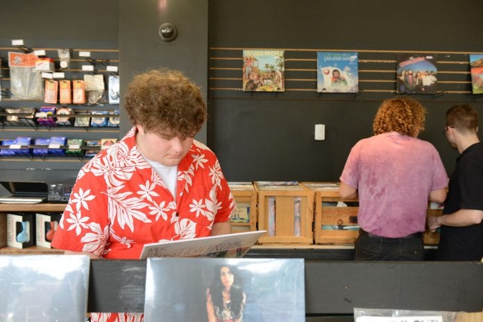 Students shop for vinyl at Boulevard Record Shop