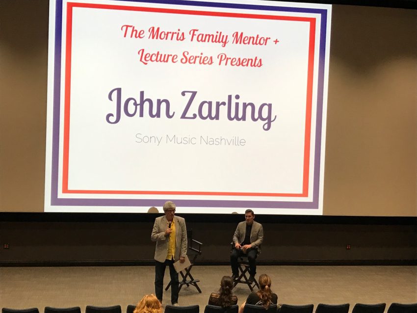 John Zarling speaks to students on Belmont's campus