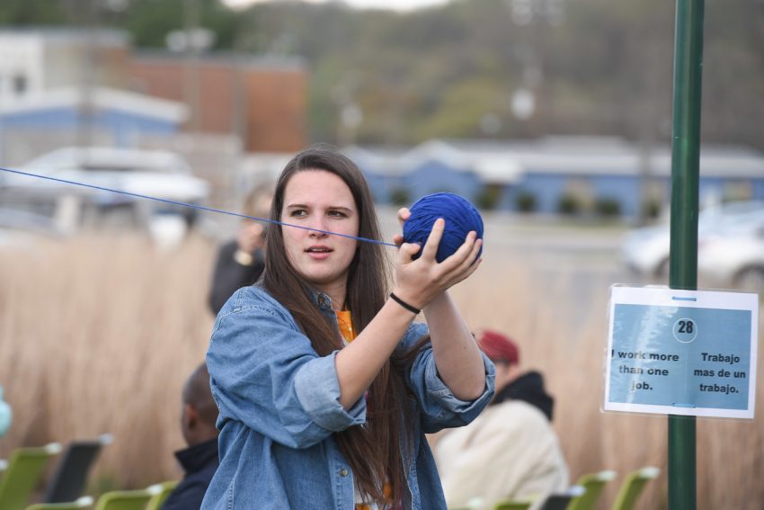 Students map their identifiers at the Unity Project event on April 6