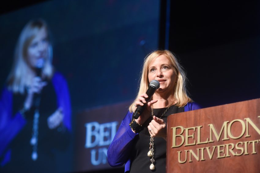 Mayor Megan Barry speaks at SERVE Kick Off at Belmont University in Nashville, Tenn. August 22, 2017.