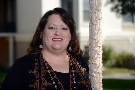 Jennifer Coleman Head Shot, outside in front of the Wilson Music Building