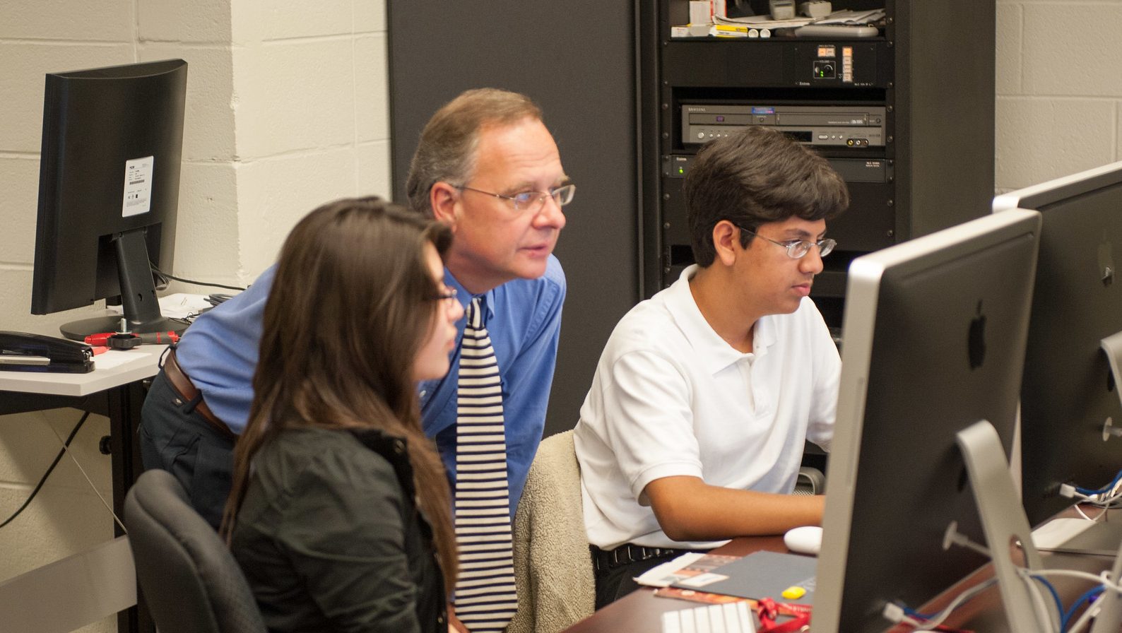 Thom Storey, Media Studies, in classroom with students