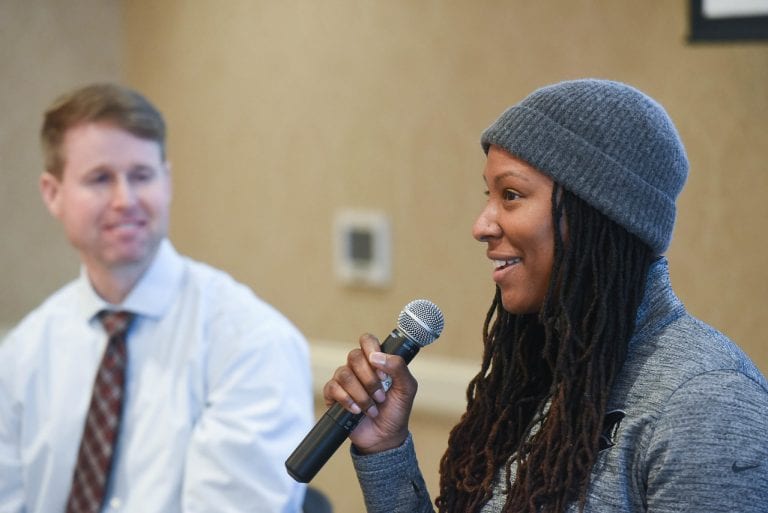 Olympian, Former WNBA Player Chamique Holdsclaw Encourages Students to ‘Play Like a Girl’