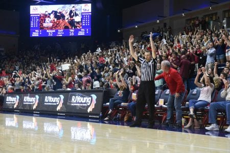 Students erupt as the Bruins score a basket in the Curb Event Center!