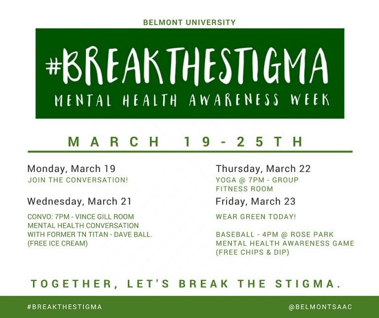 Mental Health Awareness Week Infographic listing dates and times for event.