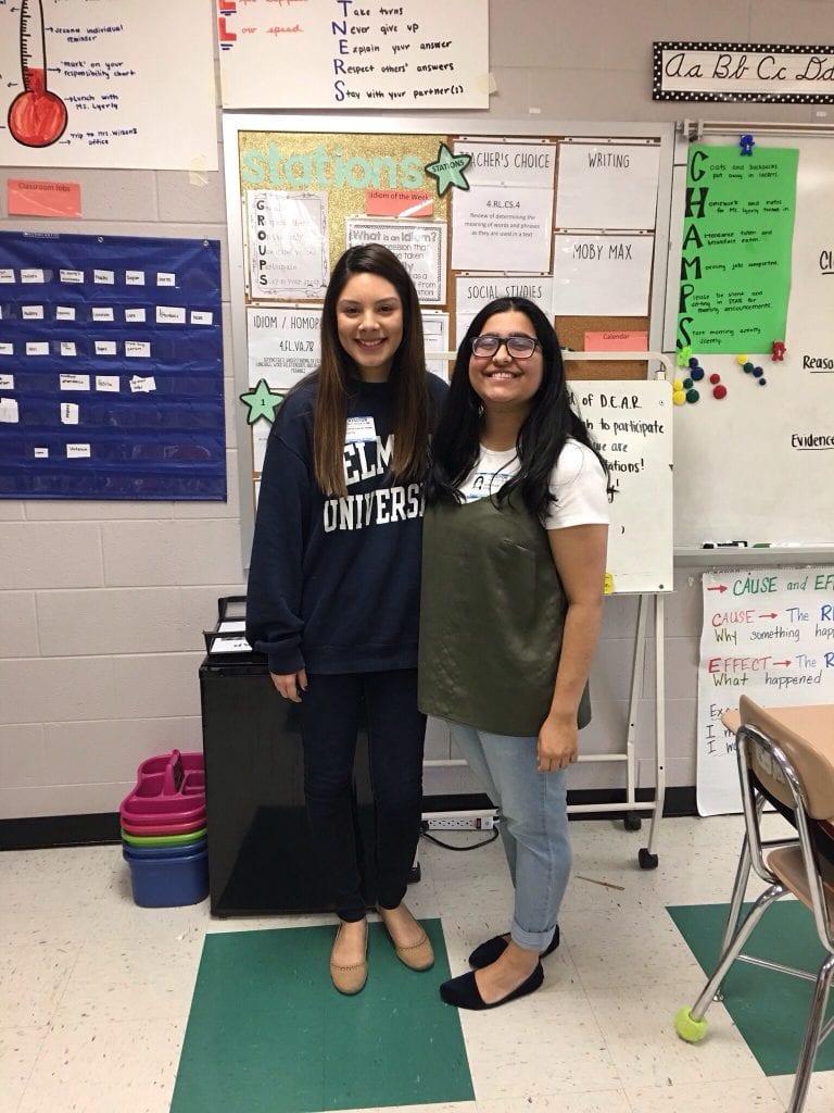 Belmont students in a local 4th grade classroom before their presentation to elementary school students.