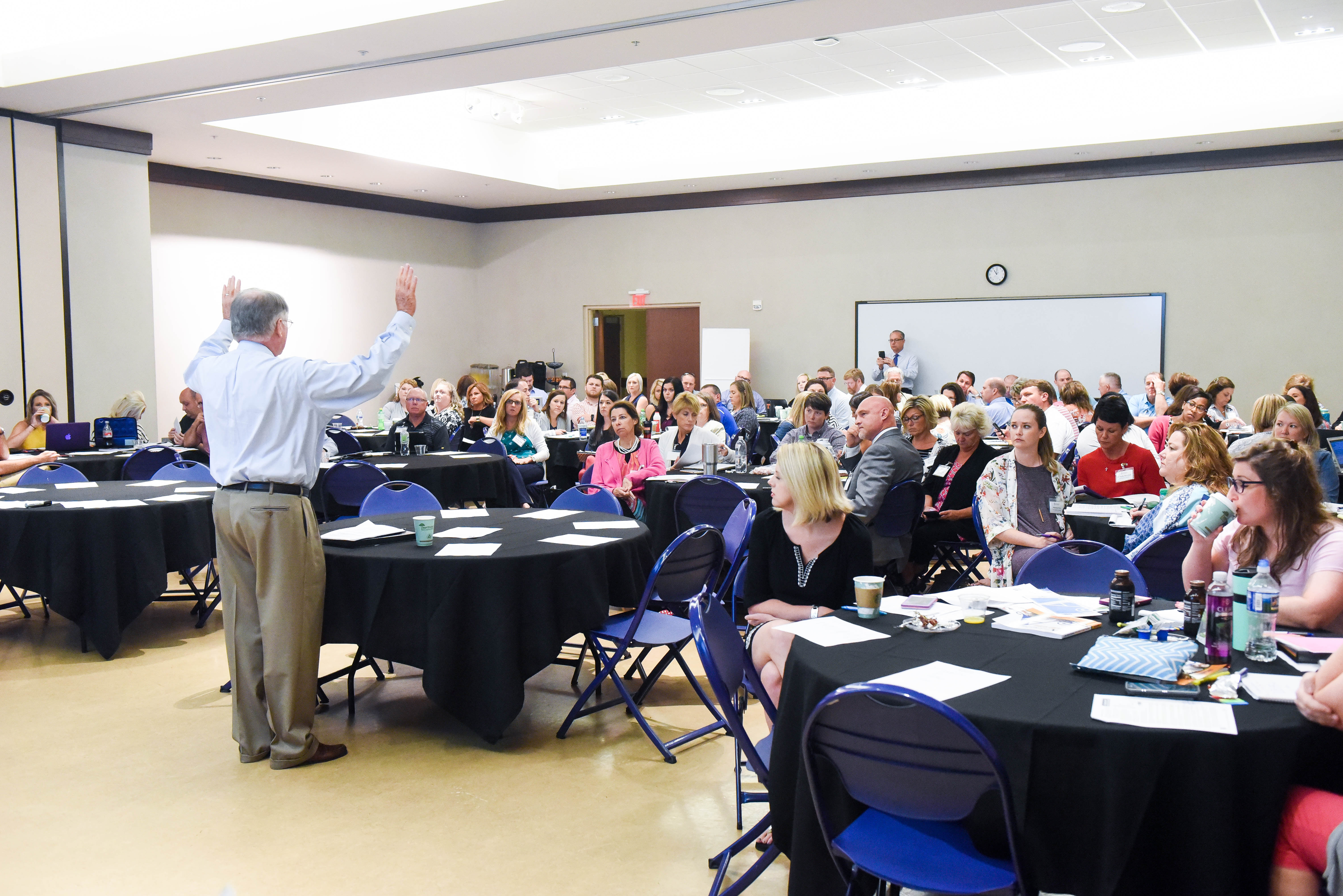 Dr. Jesse Register speaks to area teachers and Administrators during the CIES Emerging Knowledge Forum at Belmont University in Nashville, Tennessee, June 7, 2018.