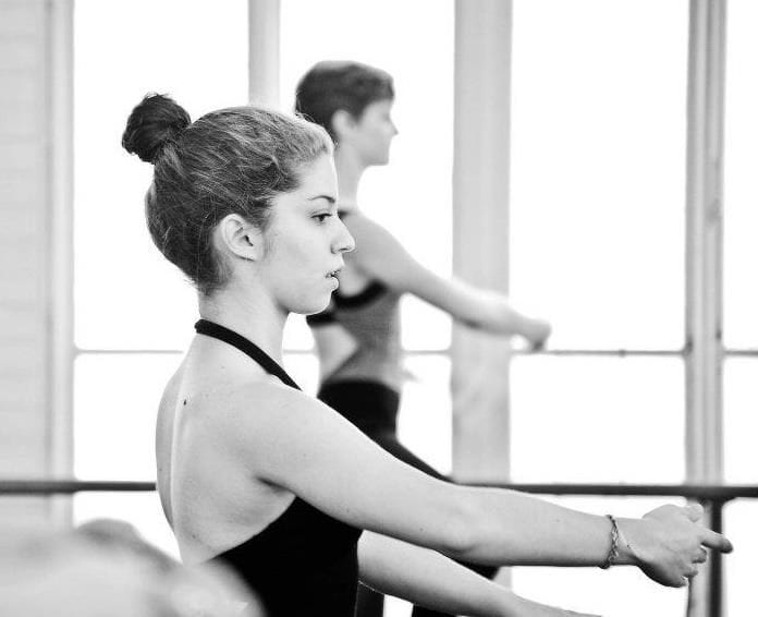 Bagley dancing in a ballet studio