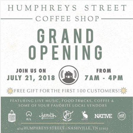 Grand Opening Poster for Humphreys Street Coffee