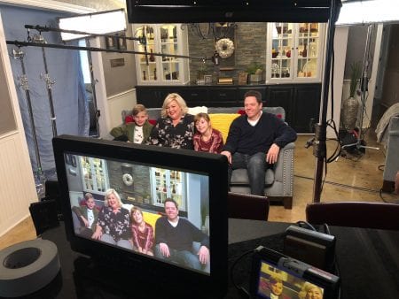 The Radke family on set for the new USA sitcom