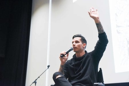 Devin Dawson speaks at seminar to Belmont students.