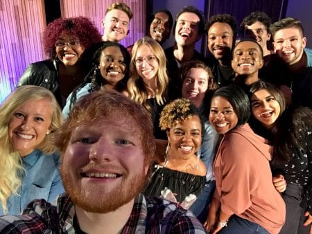 Ed Sheeran takes selfie with Belmont students
