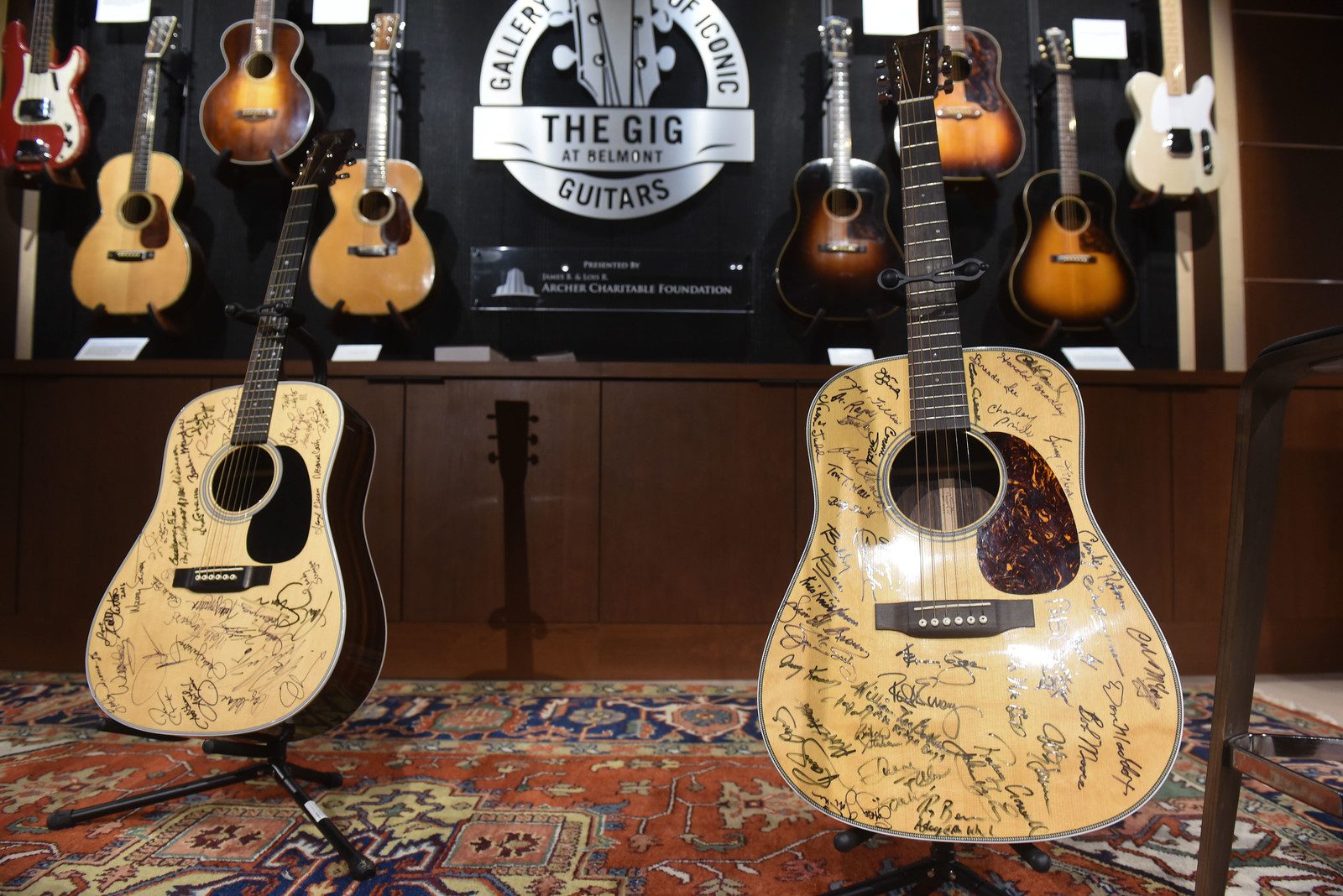 Guitars signed by 76 of the 101 country artists interviewed for Ken Burnss highly anticipated eight-part, 16-hour documentary, COUNTRY MUSIC.