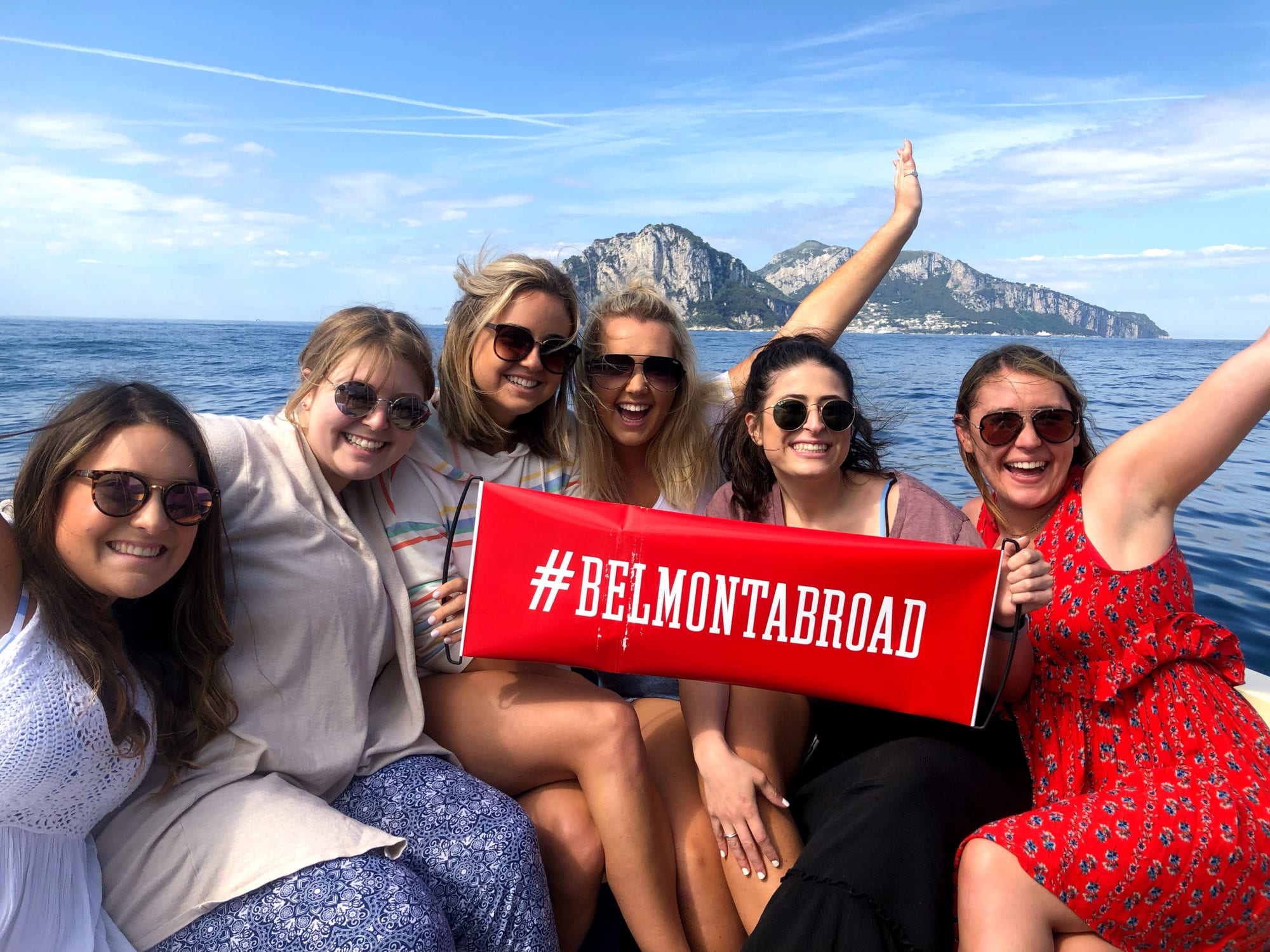Belmont students on a boat in the Mediterranean