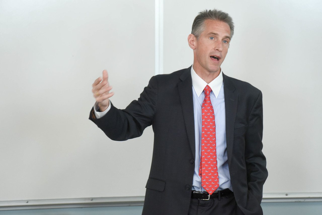 Jeff Morgheim, former BP executive speaks  at Belmont University September 27, 2019.