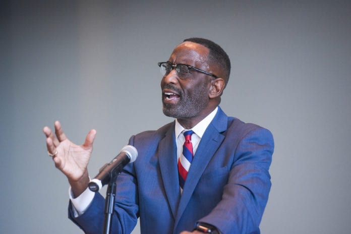 Dr. Kevin Cosby speaks in Chapel at Belmont University in Nashville, Tennessee, September 30, 2019.