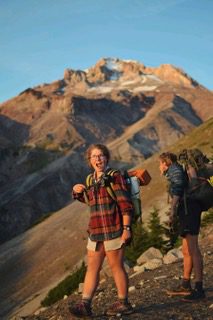 Tessa Babcock thru-hiking in Oregon between Mt. Jefferson and Mt. Hood