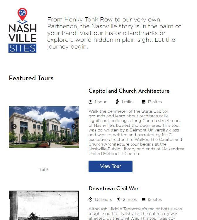 Nashville Sites Screenshot
