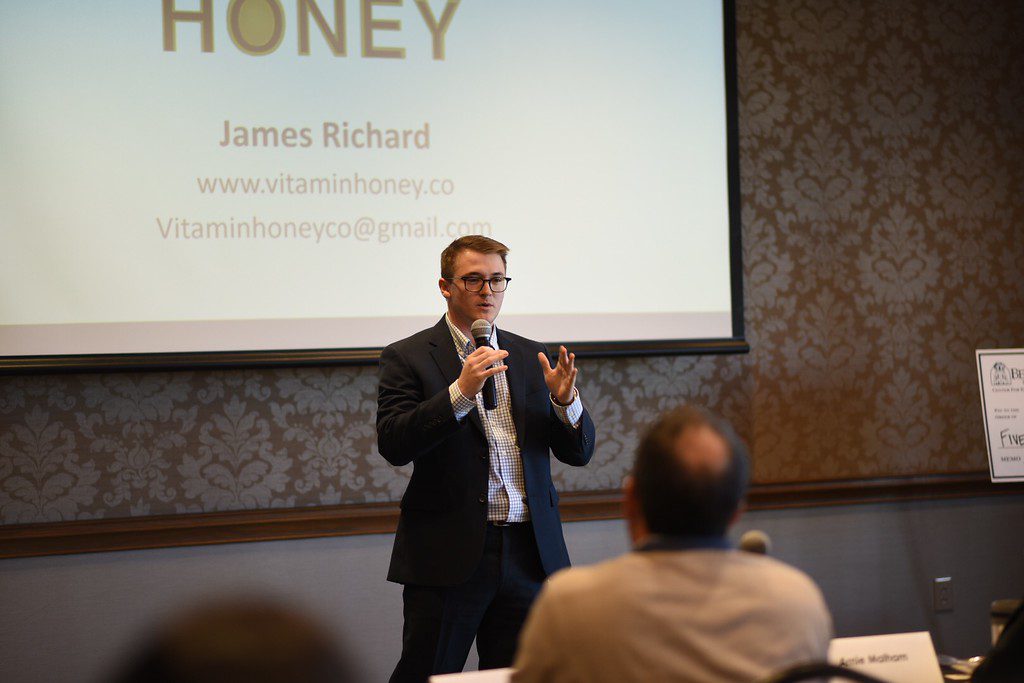 Third place winner James Richard presenting Vitamin Honey