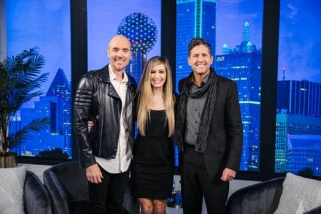 Maxwell with interviewers Joshua Brown and Rachel Lamb Brown