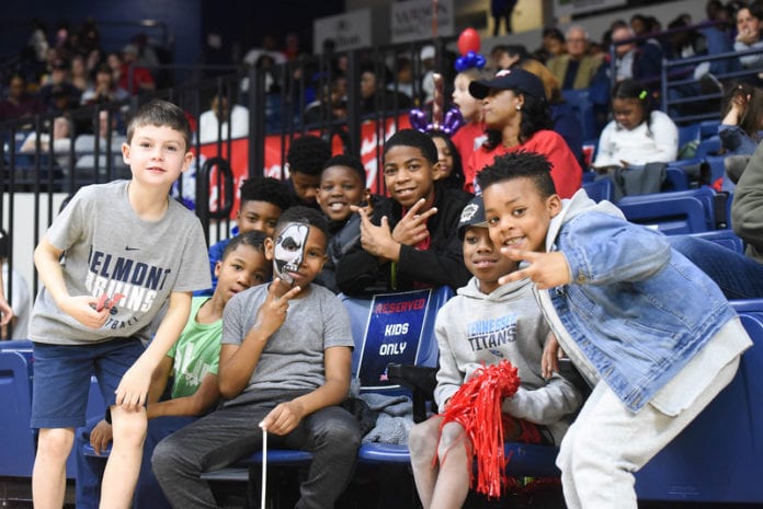 Kids having fun at basketball game