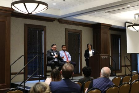 Corporate panel with Chris Javillonar from Permobil and Terrence Reed from FedEx.