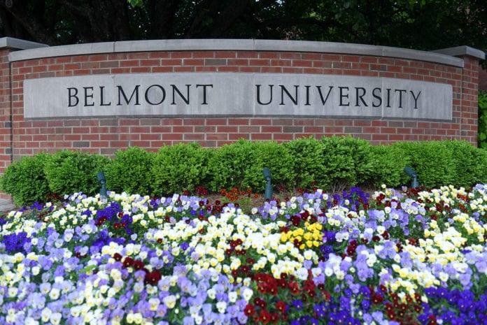 Flower Bed in front of Belmont Sign