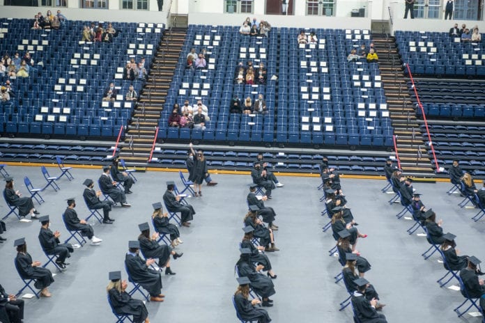 spaced out graduation ceremony