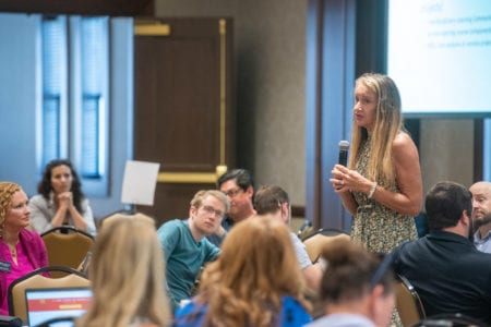 Shelley shares an idea at information session