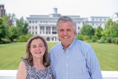 Dr. and Rev Jones on campus at Belmont University