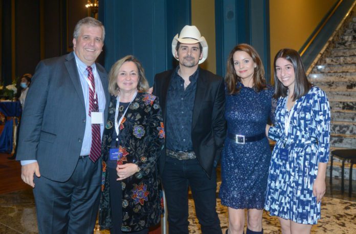 Brad Paisley and Kimberly Williams-Paisley honored during Inauguration celebrations at Belmont University in Nashville, Tennessee, November 4, 2021.