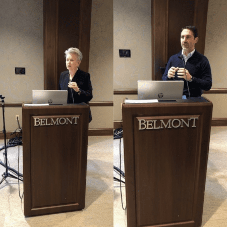Gardial and Apigian speaking at event