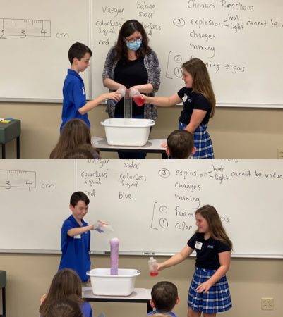 Students try out the experiment