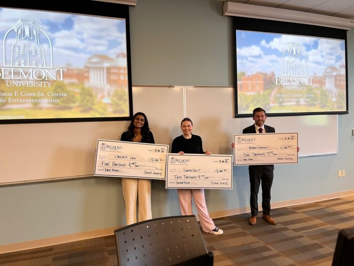 Student receive cash awards at Business Plan Competition