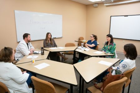 students at round table