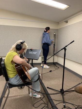 students recording music